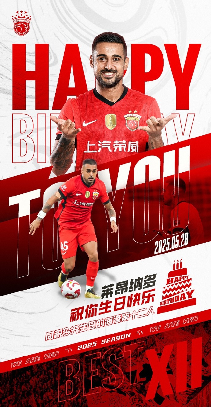 祝萊昂納多28歲生日快樂(lè)????同祝今天生日的海港第12人