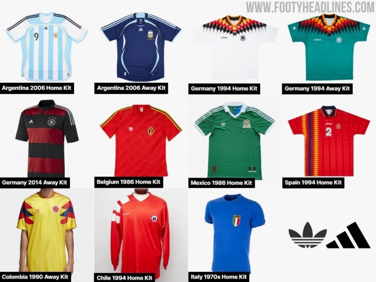 Adidas將推出多款經(jīng)典國(guó)家隊(duì)復(fù)刻球衣：阿根廷、德國(guó)、意大利在列