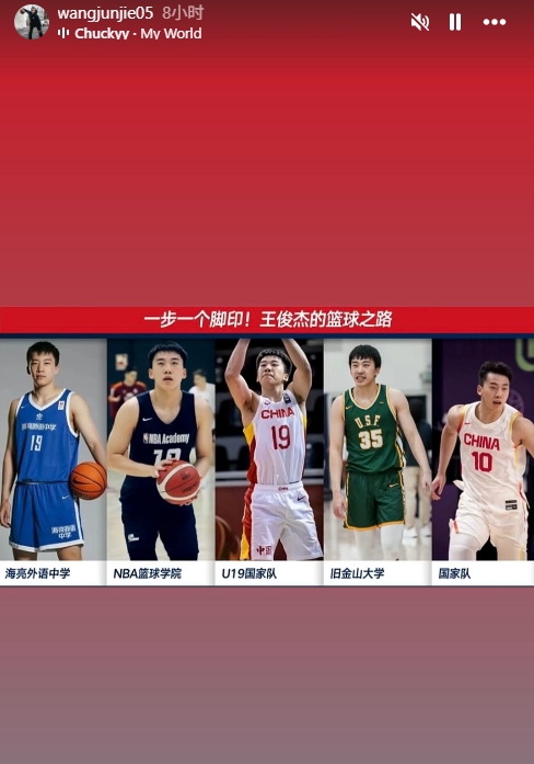 下一步會是？王俊杰曬自己的籃球路：從海亮外語中學(xué)到國家隊首發(fā)