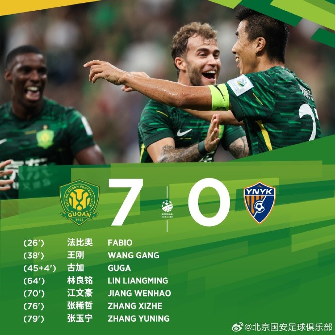 多點(diǎn)開(kāi)花！北京國(guó)安7人完成進(jìn)球，最終7-0大勝云南玉昆